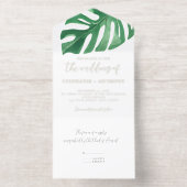 Greenery Tropical Monstera Blätter Summer Wedding All-in-One-Einladung (Innenseite)