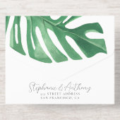 Greenery Tropical Monstera Blätter Summer Wedding All-in-One-Einladung (Rückseite)