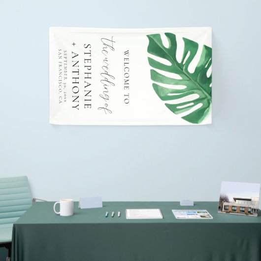 Greenery Tropical Monstera Blätter Summer Wedding Banner (Messeveranstaltung)