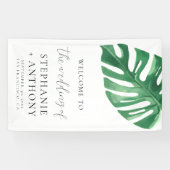 Greenery Tropical Monstera Blätter Summer Wedding Banner (Horizontal)