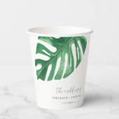 Greenery Tropical Monstera Blätter Summer Wedding Pappbecher (Rückseite)
