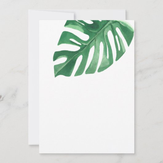 Greenery Tropical Monstera Blätter Summer Wedding Save The Date (Rückseite)