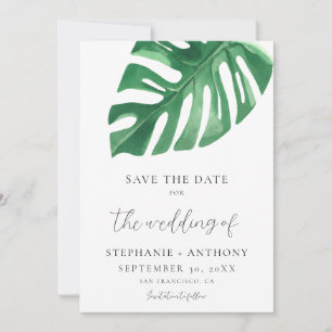 Greenery Tropical Monstera Blätter Summer Wedding Save The Date