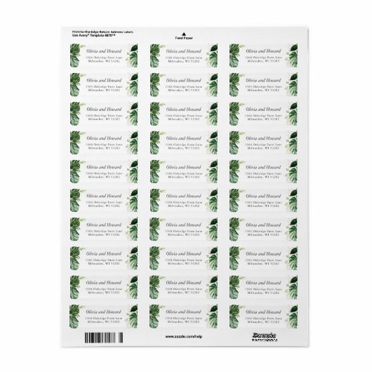 Greenery Tropical Palm Blätter Rücksendeadresse (Vorne)