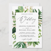 Greenery Tropical Palm Blätter Summer Wedding Einladung (Vorderseite)