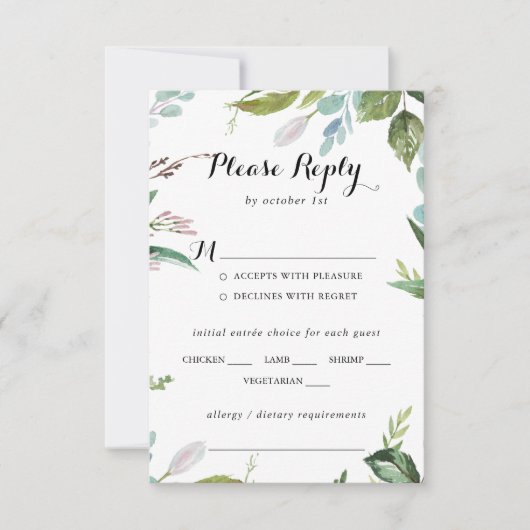Greenery Tropical Wedding Menu UAWG RSVP Karte (Vorderseite)