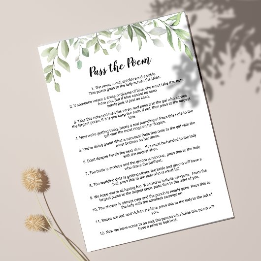 Greenery überholt das Gedicht Brautparty Einladung