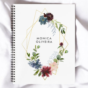 Greenery und Burgundy, Geometrie der Blumen Notizblock
