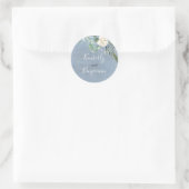 Greenery und Dusty Blue Elegant Wedding Runder Aufkleber (Tasche)