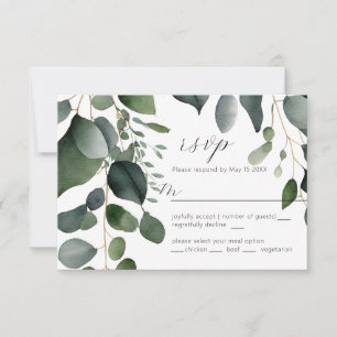 Greenery und Eucalyptus Wedding RSVP Card