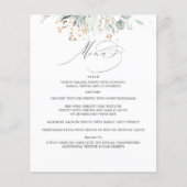 Greenery und Eukalyptus Blätter Wedding Menu Flyer (Vorne)