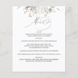 Greenery und Eukalyptus Blätter Wedding Menu Flyer