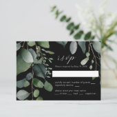 Greenery und Eukalyptus Wedding Black RSVP Card Karte (Stehend Vorderseite)