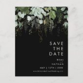 Greenery und Gold Black Save the Date Postcard Einladungspostkarte (Vorderseite)
