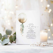 Greenery und Gold Glitzer Ballon Elegant Geburtsta Einladung