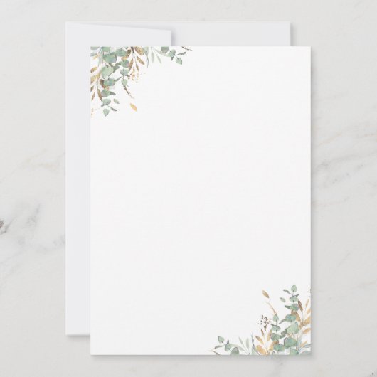 Greenery und Gold Glitzer Balloon Brautparty Einladung (Rückseite)