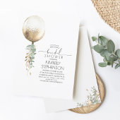 Greenery und Gold Glitzer Balloon Brautparty Einladung