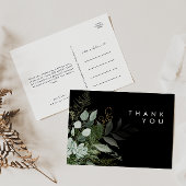 Greenery und Gold Leaf Black Wedding Vielen Dank Postkarte