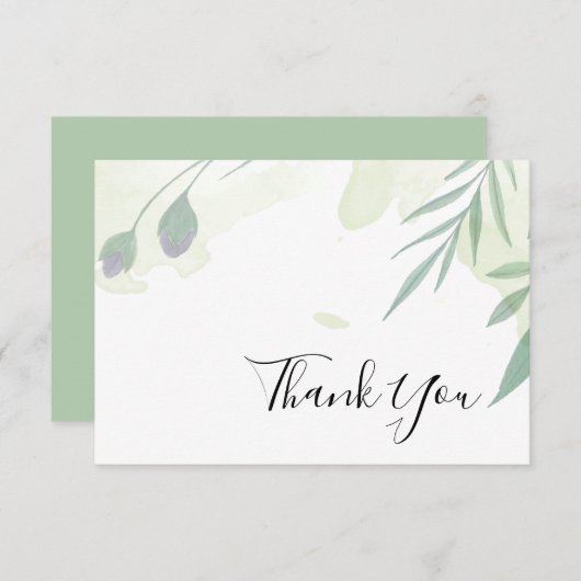 Greenery und Gold Leaf Danke Karte (Vorne/Hinten)