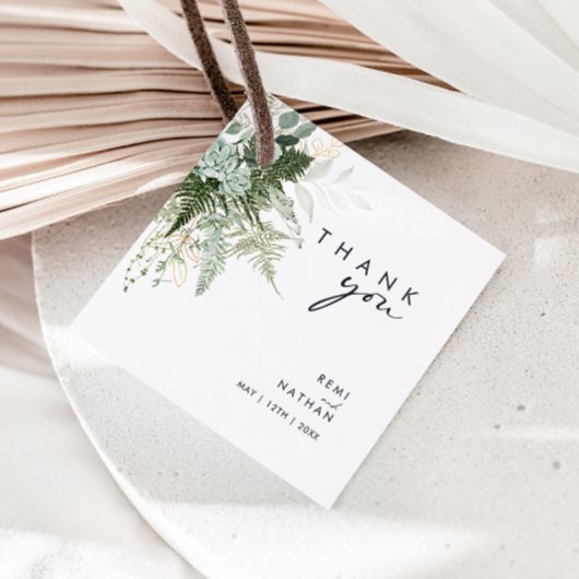 Greenery und Gold Leaf Vielen Dank für Ihre Unters Geschenkanhänger