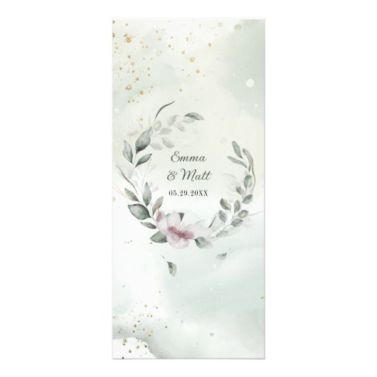 Greenery und Gold Wedding Menu Werbekarte (Hinten)