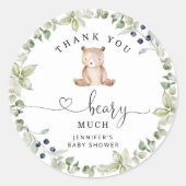 Greenery Vielen Dank beary Runder Aufkleber (Vorderseite)