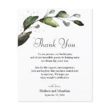 Greenery Vielen Dank für Ihre Hochzeitsempfangskar