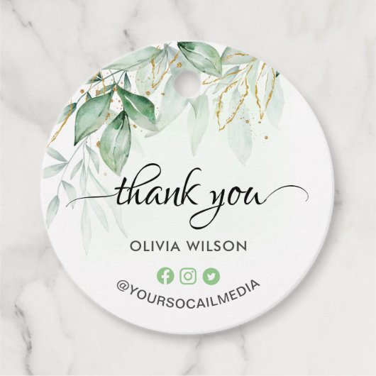 Greenery Vielen Dank Geschenkanhänger (Vorderseite)