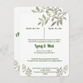 Greenery Vietnamese Hochzeitskarte Einladung (Vorne/Hinten)