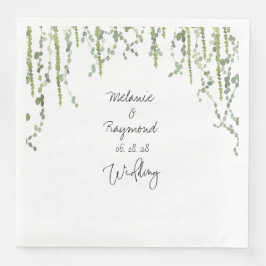 Greenery Vines Wedding 8" Square Dinner Serviette