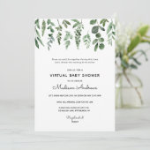 Greenery Virtual Baby Shower Einladung (Stehend Vorderseite)