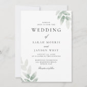 Greenery Watercolor Blätter Elegante Hochzeit Einladung (Vorderseite)