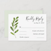 Greenery Watercolor Blätter Wedding RSVP Card (Vorne/Hinten)