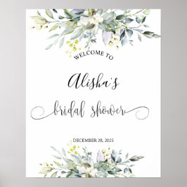 Greenery Watercolor Brautparty Begrüßungszeichen Poster