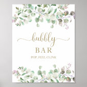 Greenery Watercolor Bubbly Bar Pop Fizz Clink Sign Poster (Vorne)