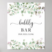 Greenery Watercolor Bubbly Bar Pop Fizz Clink Sign Poster (Vorne)