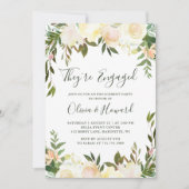 Greenery Watercolor Elfenbeinblume Engagement Part Einladung (Vorderseite)