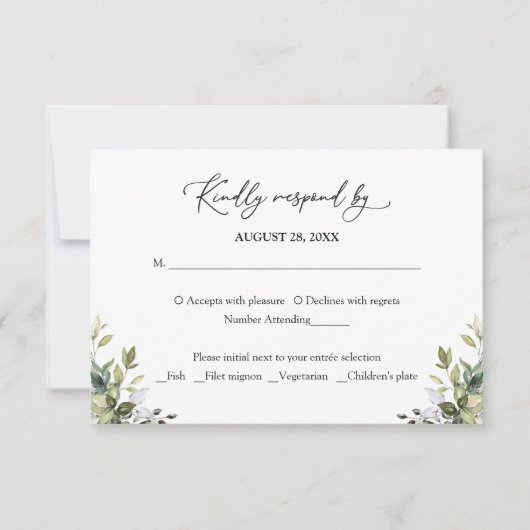 Greenery Watercolor Eukalyptus UAWG Response RSVP Karte (Vorderseite)