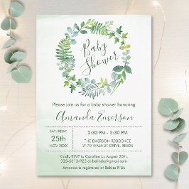 Greenery Watercolor Foliage Botanical Baby Shower Einladung