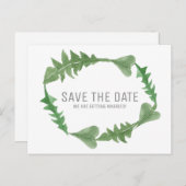Greenery Watercolor Foliage Save the Date Ankündigungspostkarte (Vorne/Hinten)
