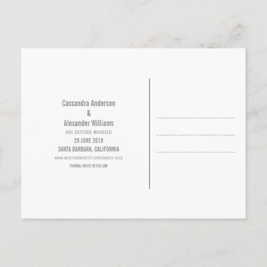 Greenery Watercolor Foliage Save the Date Ankündigungspostkarte (Rückseite)