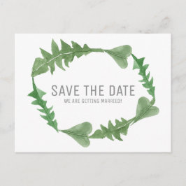 Greenery Watercolor Foliage Save the Date Ankündigungspostkarte