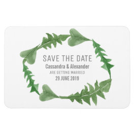 Greenery Watercolor Foliage Save the Date Magnet