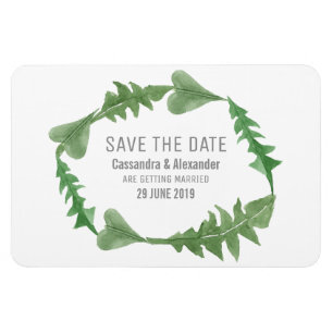 Greenery Watercolor Foliage Save the Date Magnet