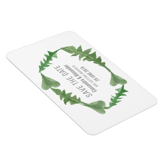 Greenery Watercolor Foliage Save the Date Magnet (Rechte Seite)