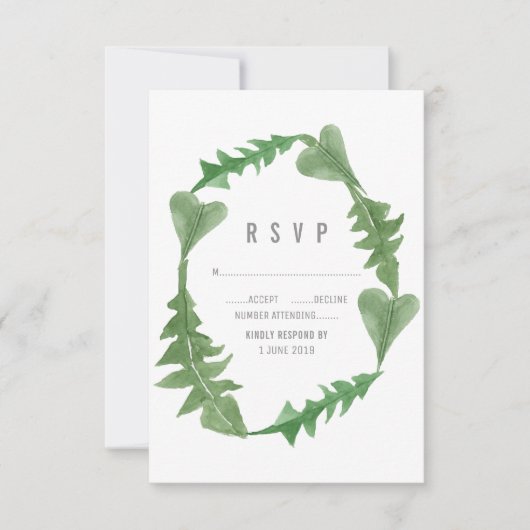 Greenery Watercolor Foliage UAWG RSVP Karte (Vorderseite)