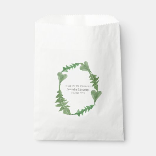 Greenery Watercolor Foliage Wedding Geschenktütchen (Vorderseite)