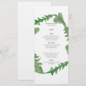 Greenery Watercolor Foliage Wedding Menu Menükarte (Vorne/Hinten)