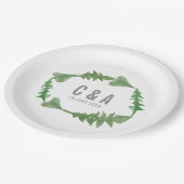 Greenery Watercolor Foliage Wedding Pappteller (Schrägansicht)