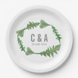 Greenery Watercolor Foliage Wedding Pappteller